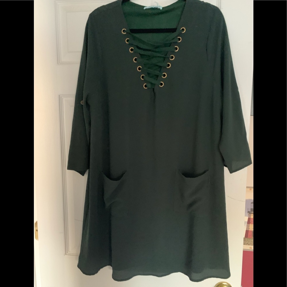She and the Sky dark green tunic dress. NWT sz L